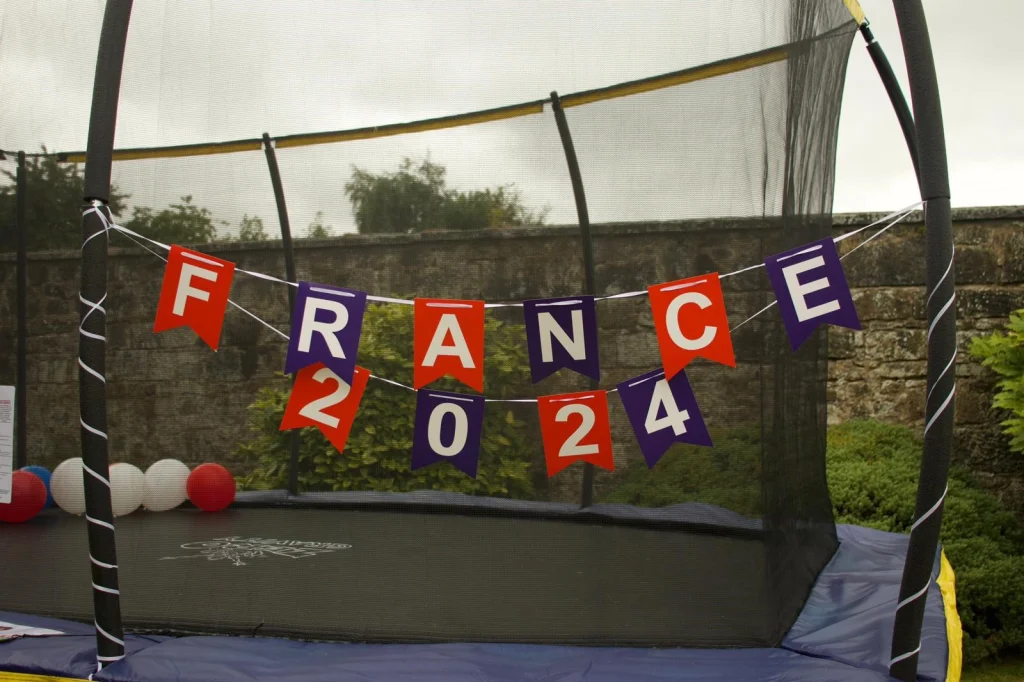 trampoline with France 2024 flags for olympics